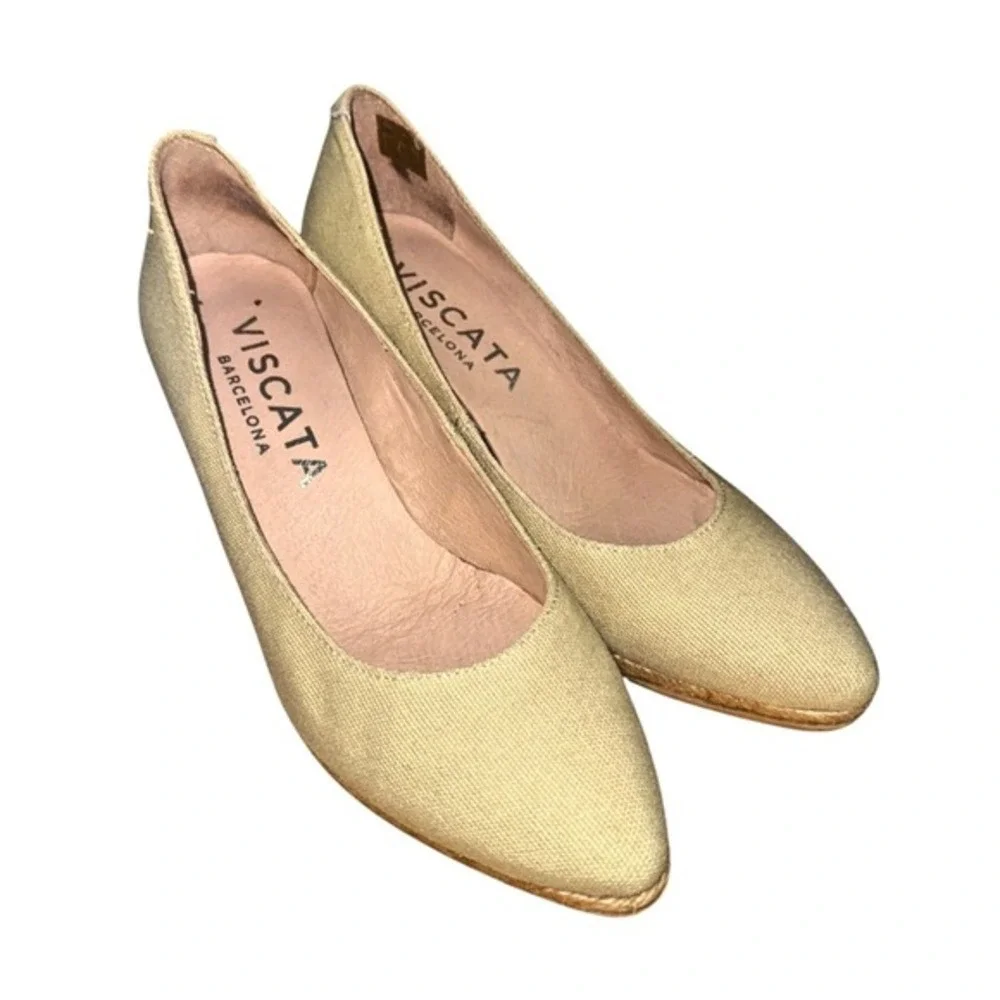 VISACATA Barcelona Womens US 5.5/6 EU 36 Espadrilles Pale Green Wedge Shoes‎